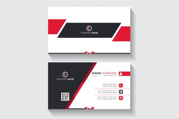 Black & Red Corporate Business Card Template: Professional Impact