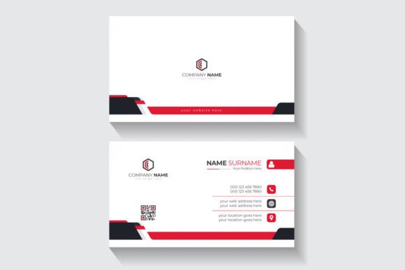 Clean and Modern Business Card Template with Red Details