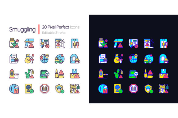 Smuggling Light and Dark Theme RGB Icons for Modern Design