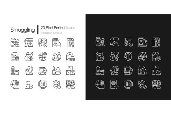 Visualizing Illicit Trade: The Smuggling Linear Icons Set