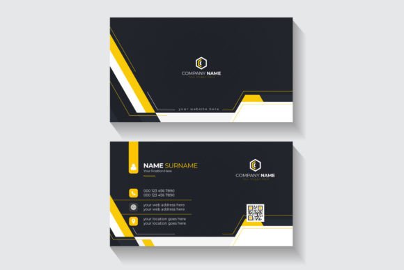 Yellow & Black Geometric Business Card: Bold Design for Modern Brands